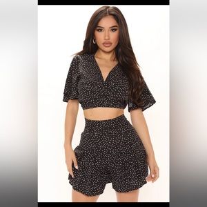 Polka dot 2 piece shorts set